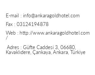 Ankara Gold Hotel iletiim bilgileri